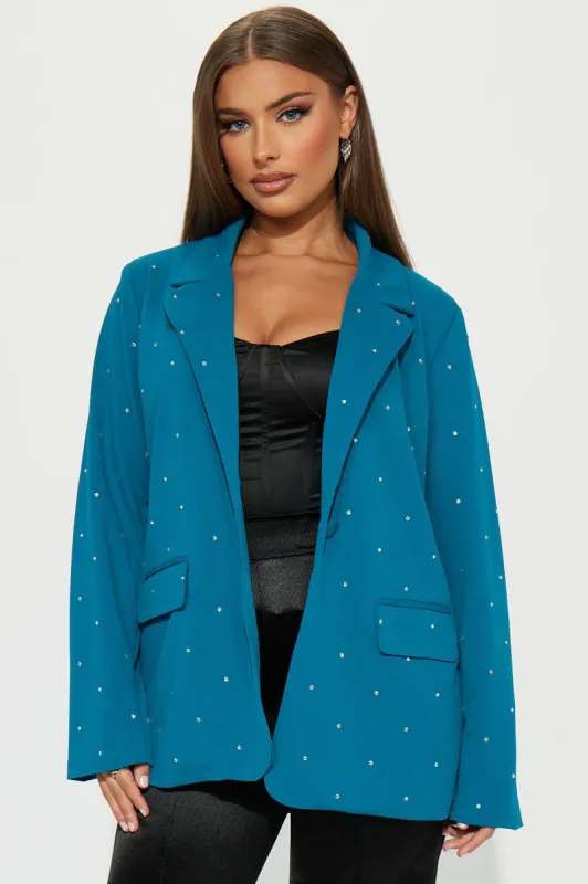 Amongst The Stars Blazer - Teal sold by Fashion Nova
