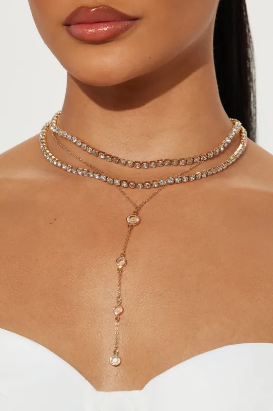 Blue Skies And Clear Waters Necklace - Gold sold by Fashion Nova