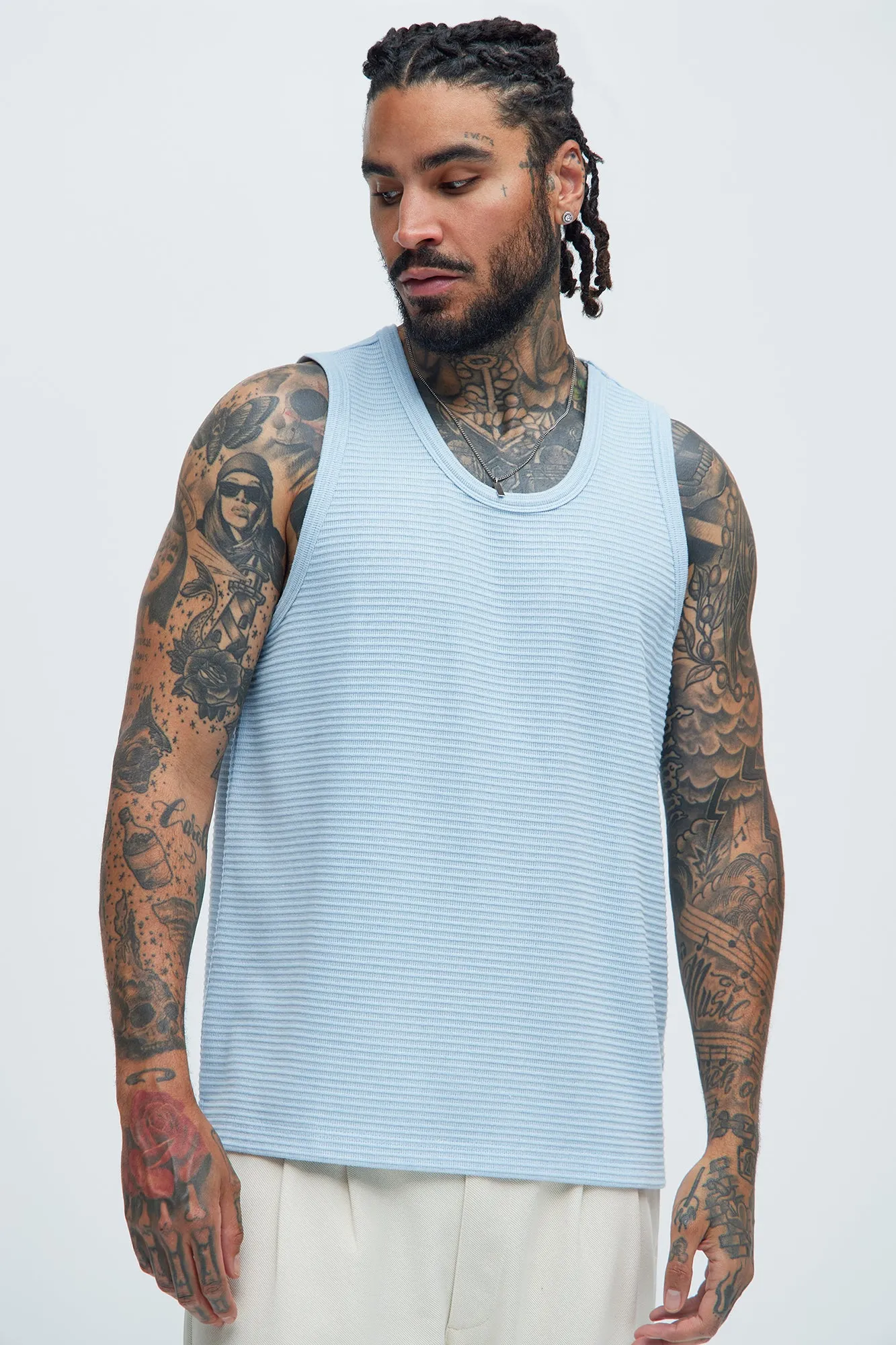 Athens Rib Textured Relaxed Tank - Light Blue sold by Fashion Nova product image thumbnail 2