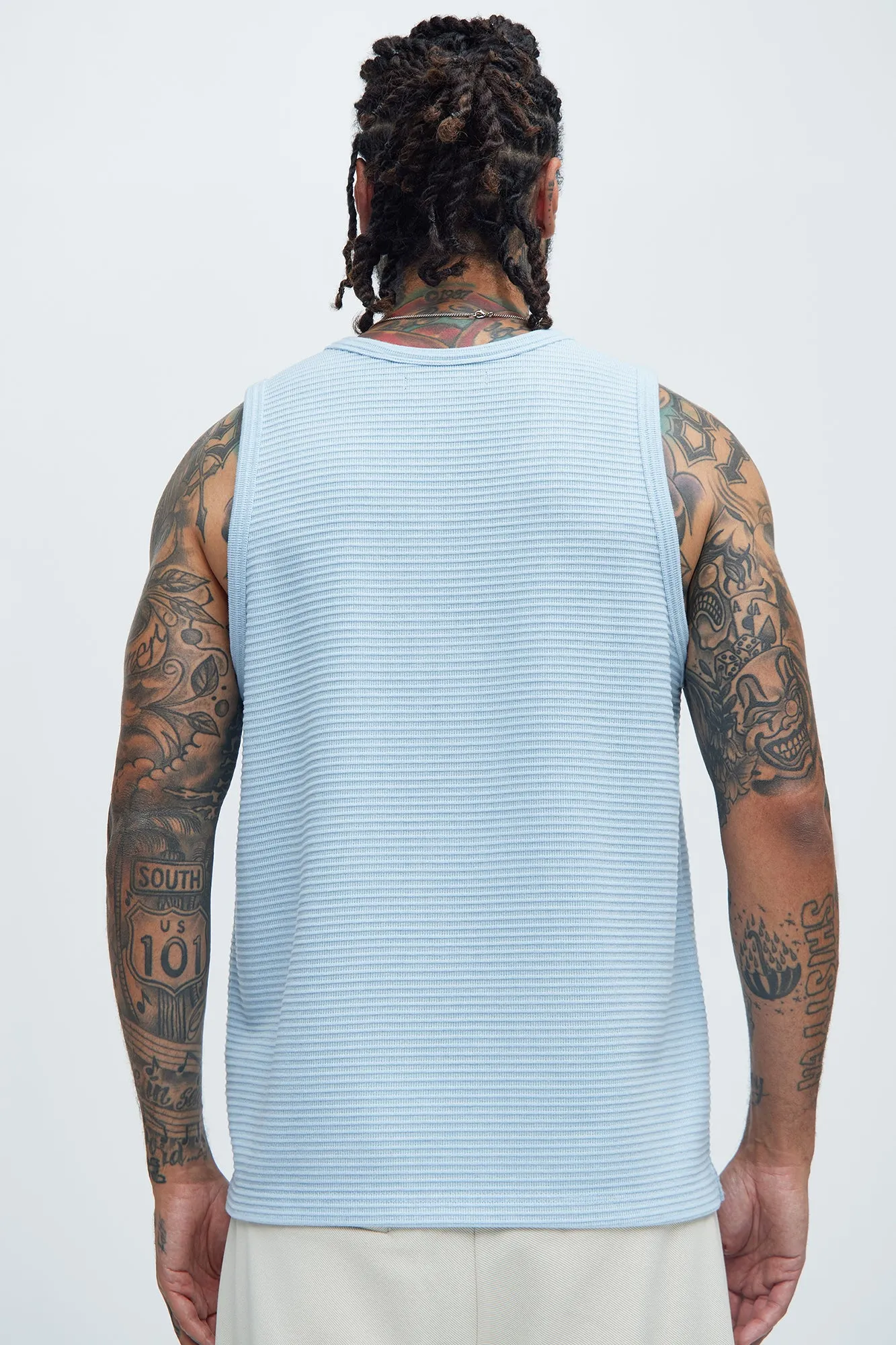 Athens Rib Textured Relaxed Tank - Light Blue sold by Fashion Nova product image thumbnail 4