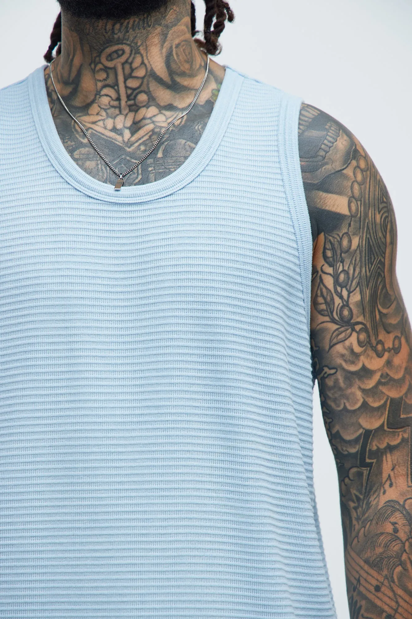Athens Rib Textured Relaxed Tank - Light Blue sold by Fashion Nova product image thumbnail 3