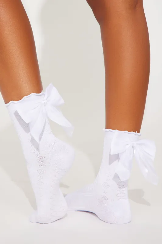 Coquette Cutie Socks - White sold by Fashion Nova