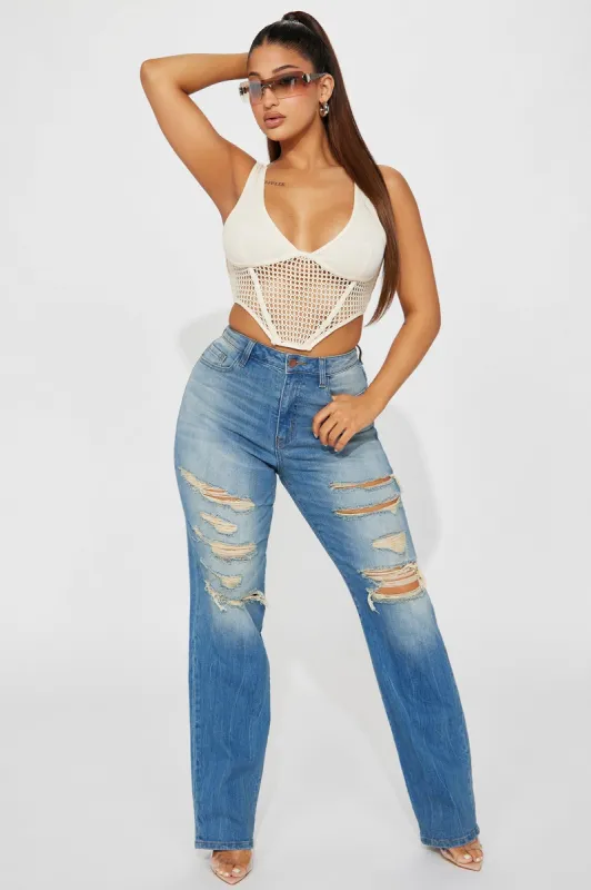 No Imitation Stretch Straight Leg Jeans - Vintage Wash sold by Fashion Nova
