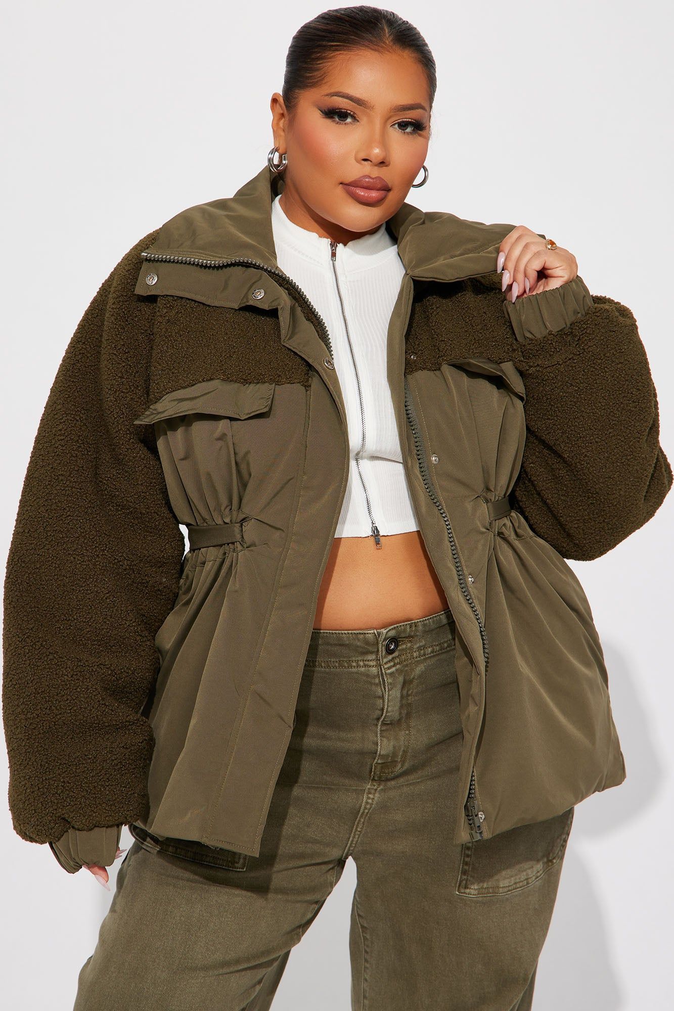 Warm Me Up Babe Puffer - Olive sold by Fashion Nova product image thumbnail 4