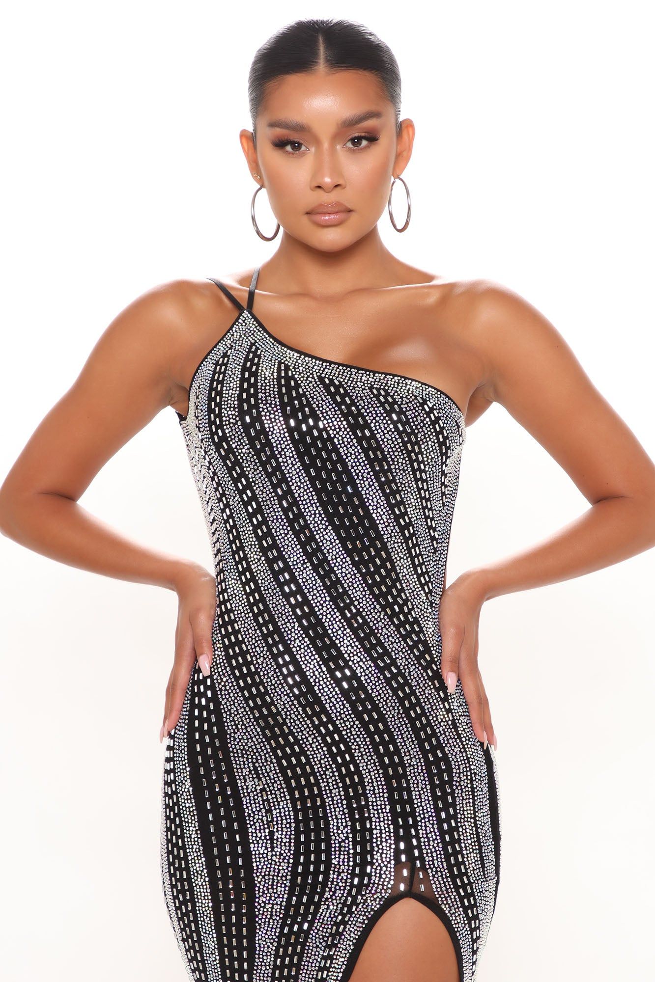 Shine Rhinestone Mini Dress - Black/combo sold by Fashion Nova product image thumbnail 2