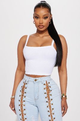 Everyday Cutie Ribbed Seamless Cami - White sold by Fashion Nova