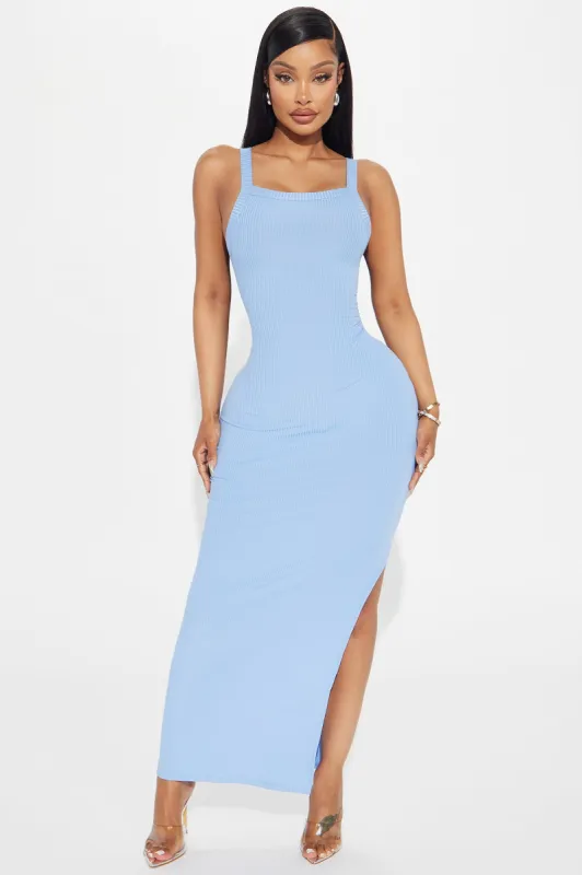 Meena Ribbed Maxi Dress - Light Blue sold by Fashion Nova