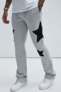 Stars Tyson Skinny Flared Sweatpants - Heather Grey sold by Fashion Nova