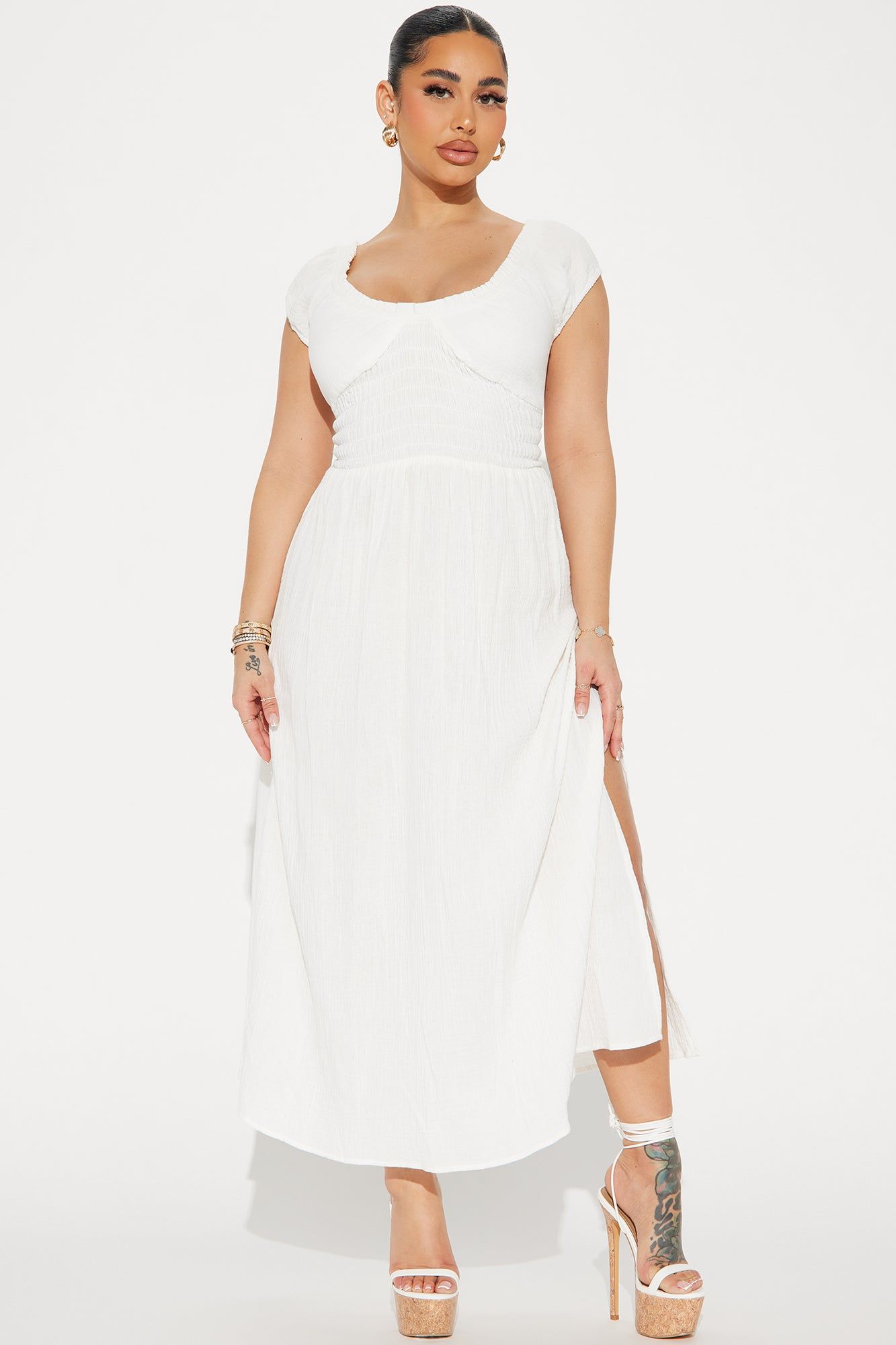 Leah Gauze Maxi Dress - White sold by Fashion Nova