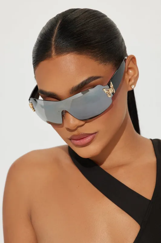 Shield My Butterfly Sunglasses - Black sold by Fashion Nova
