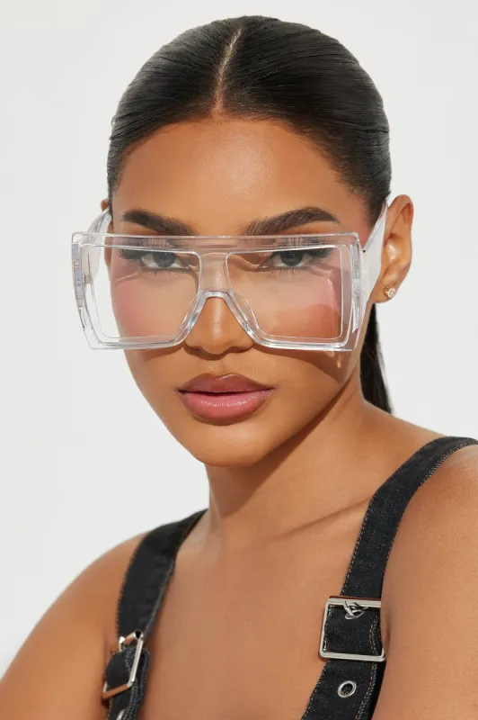 Thinking About Me Sunglasses - Clear sold by Fashion Nova
