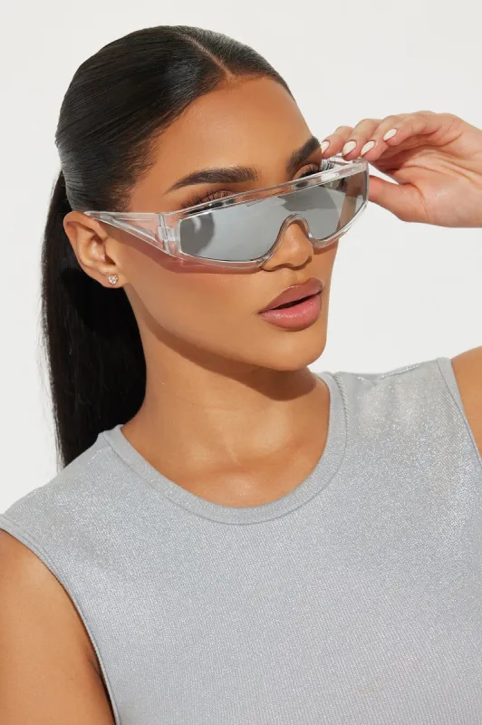Its Not Over Sunglasses - Clear/Silver sold by Fashion Nova