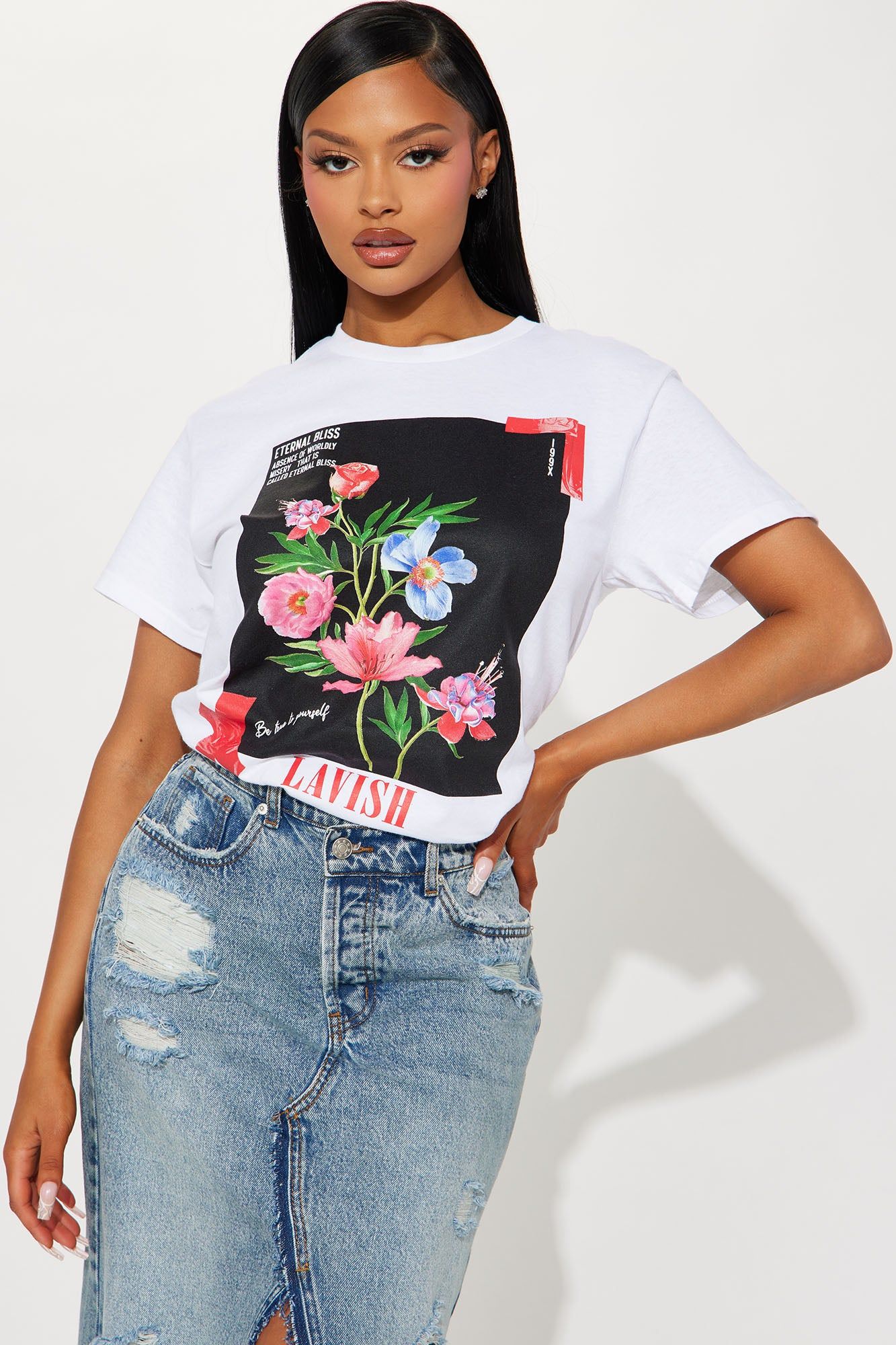 Lavish Life Graphic Tshirt - White sold by Fashion Nova