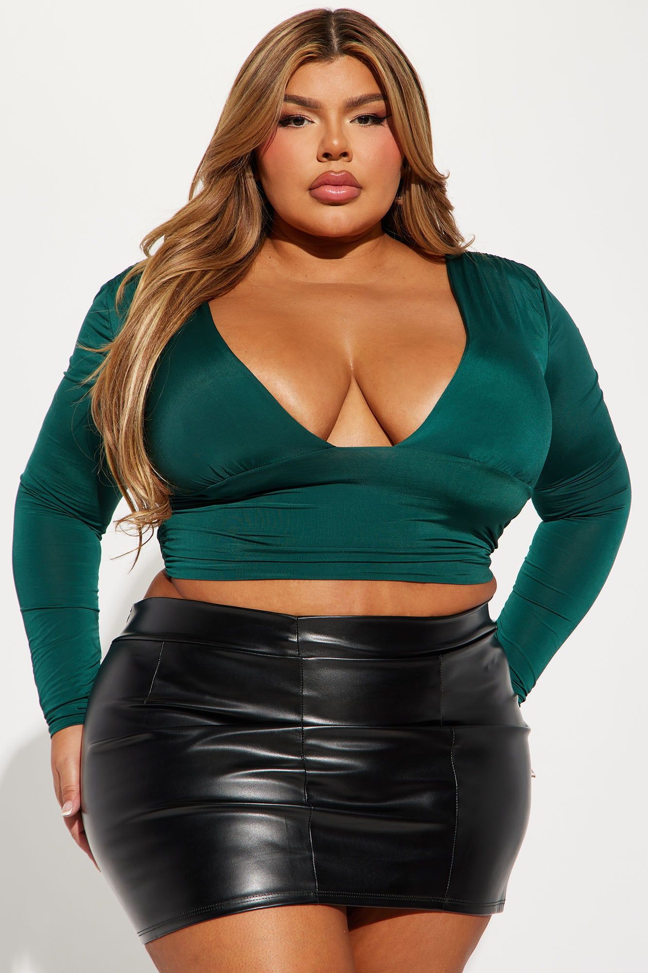 Passion Plunge Neck Top - Hunter sold by Fashion Nova product image thumbnail 4