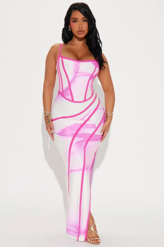 Send Love Bandage Maxi Dress - Hot Pink/combo sold by Fashion Nova