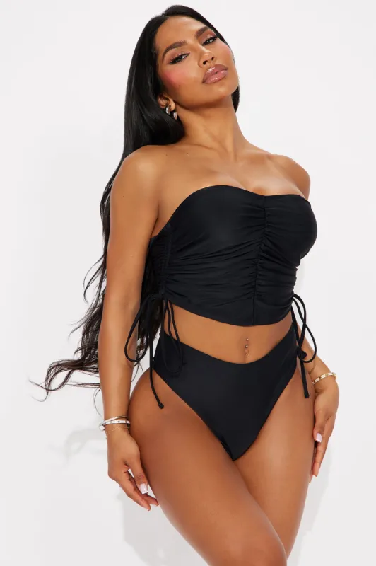 Bea Ruched Bandeau Tankini 2 Piece Bikini - Black sold by Fashion Nova