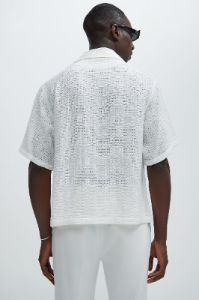 Crochet Textured Shirt - Off White sold by Fashion Nova