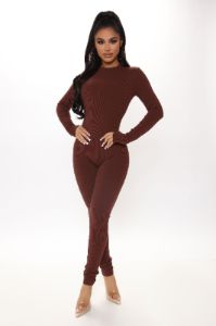 Maribel Snatched Jumpsuit - Chestnut sold by Fashion Nova