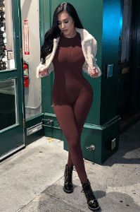 Maribel Snatched Jumpsuit - Chestnut sold by Fashion Nova