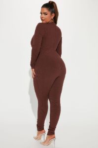 Maribel Snatched Jumpsuit - Chestnut sold by Fashion Nova