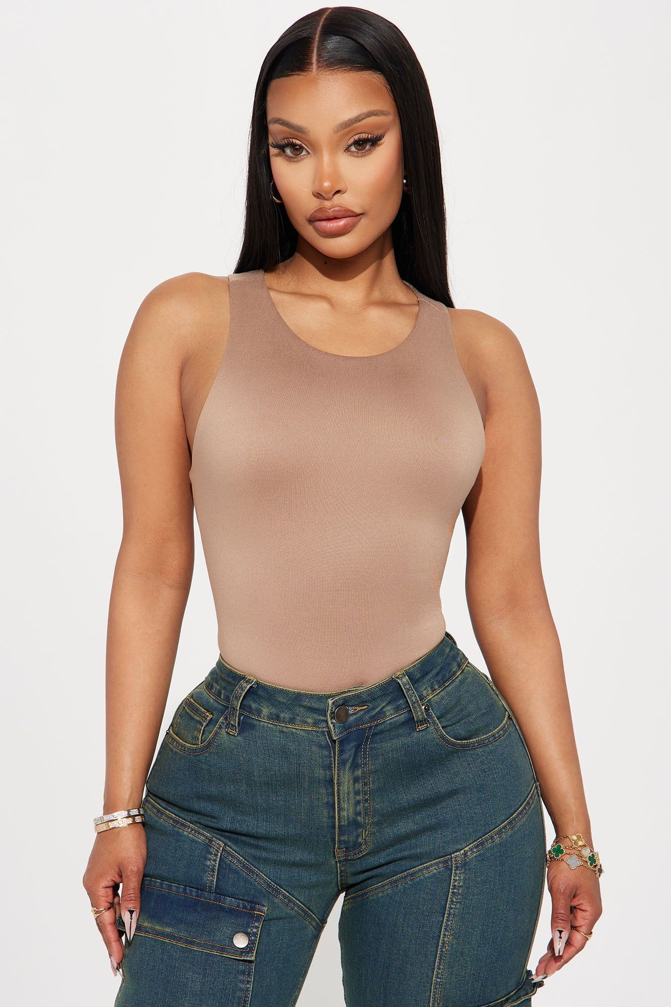 Alexa Double Layered Tank Top - Taupe sold by Fashion Nova