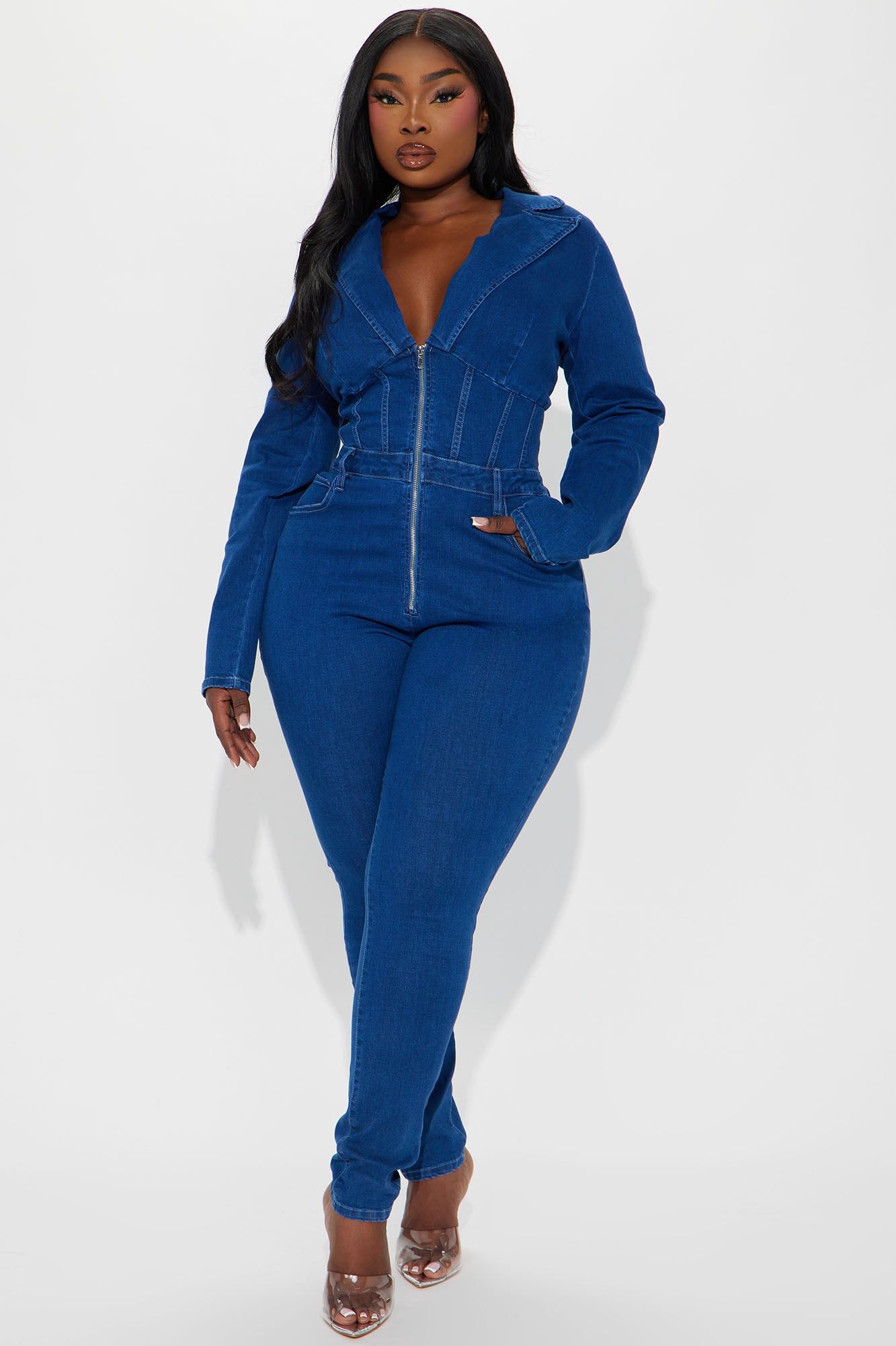 Bring The Energy Denim Jumpsuit - Dark Wash sold by Fashion Nova product image thumbnail 4