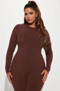 Maribel Snatched Jumpsuit - Chestnut sold by Fashion Nova