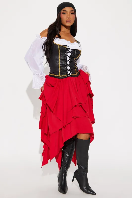 Ahoy Matey Pirate 2 Piece Costume Set - Red/combo sold by Fashion Nova