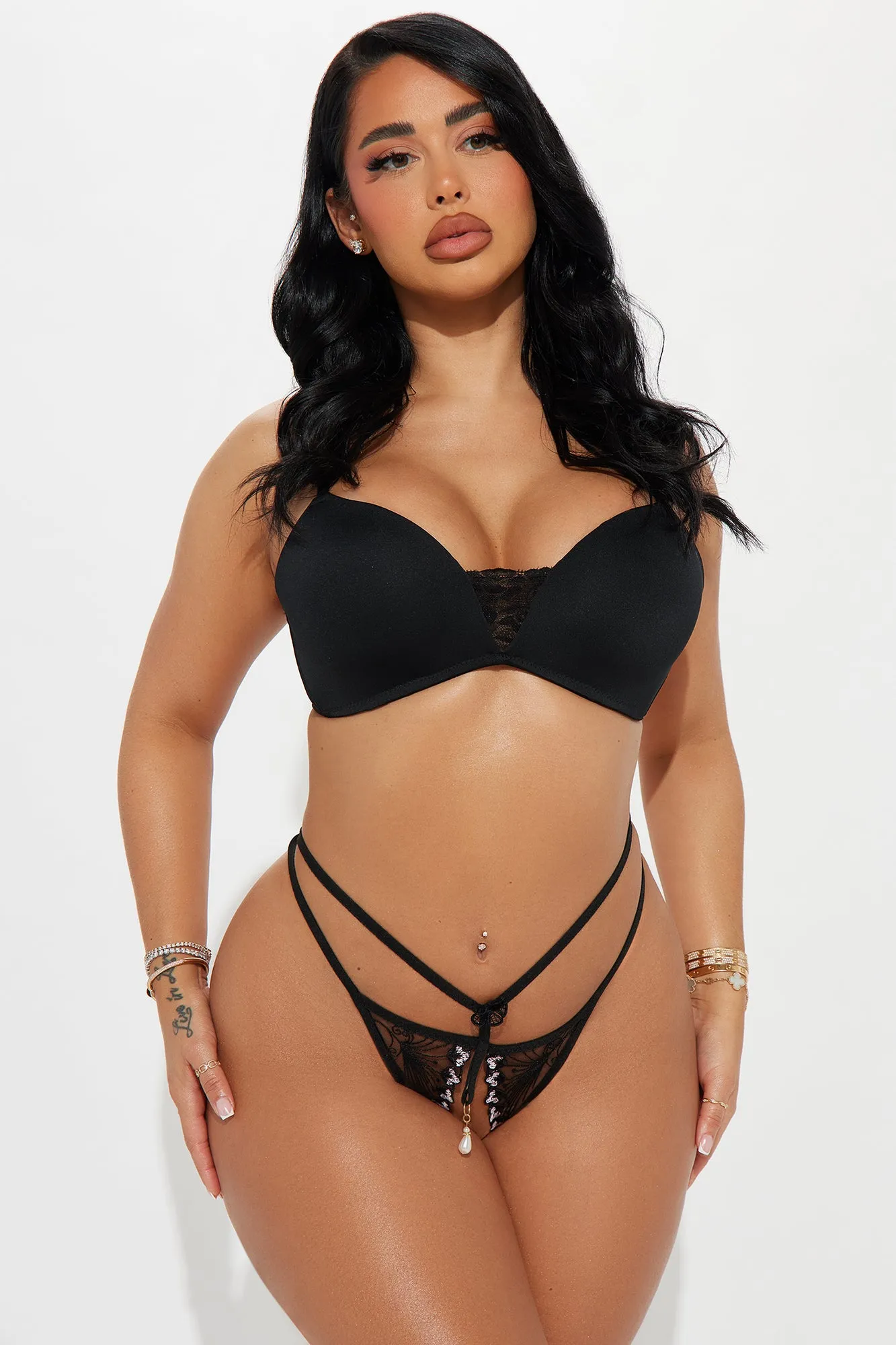 Halie Lace Crotchless Thong Panty - Black sold by Fashion Nova product image thumbnail 3