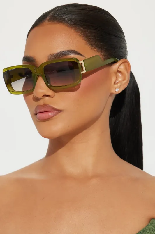 Never To Much Sunglasses - Green sold by Fashion Nova