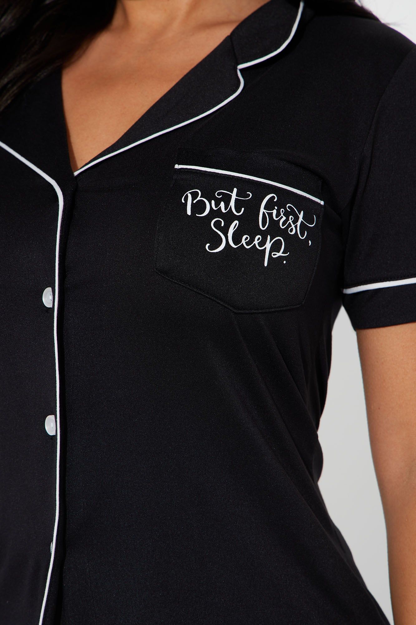 Sleep Comes First PJ Short Set - Black/White sold by Fashion Nova product image thumbnail 3