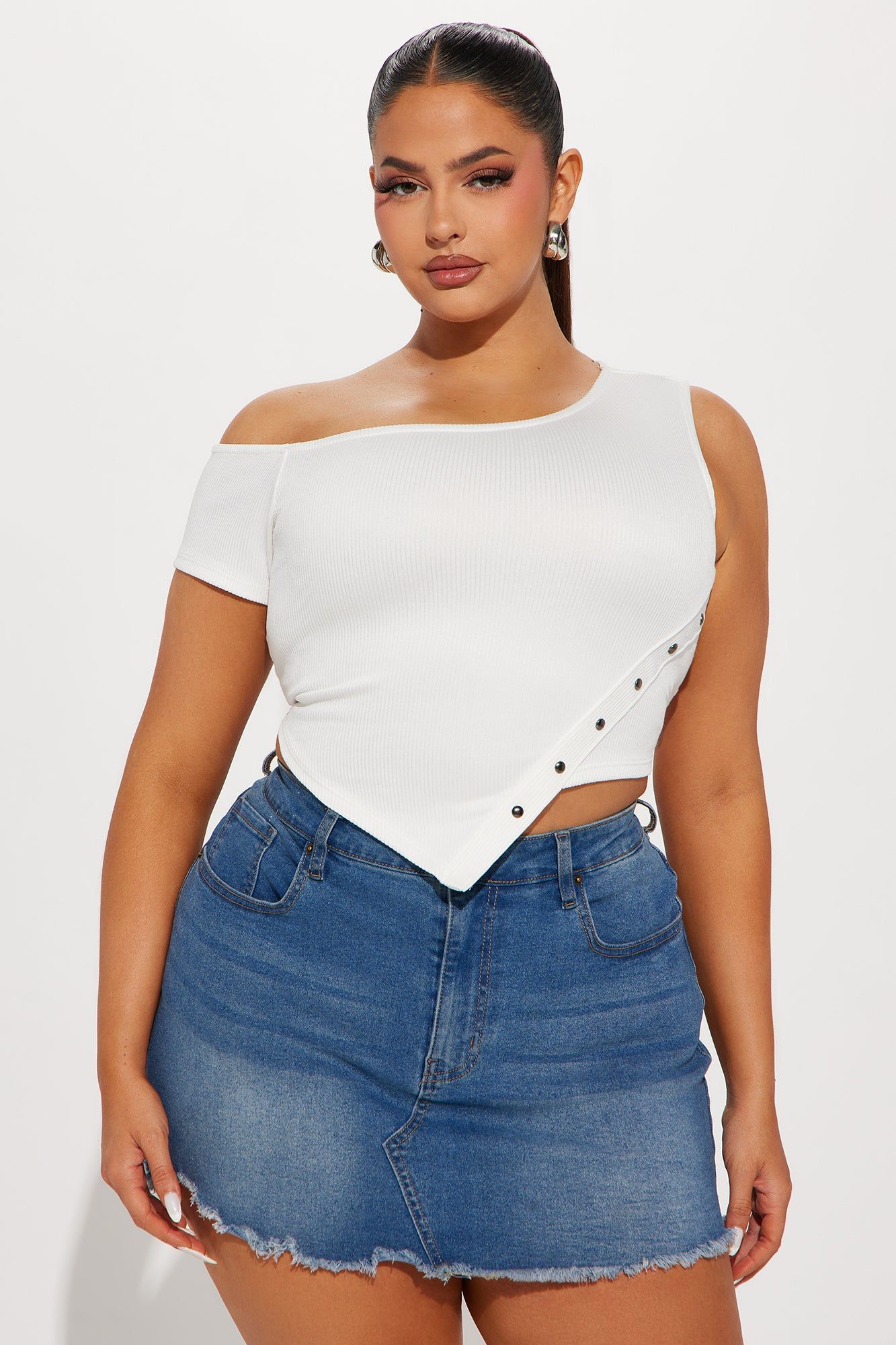 Nina One Shoulder Top - White sold by Fashion Nova product image thumbnail 4