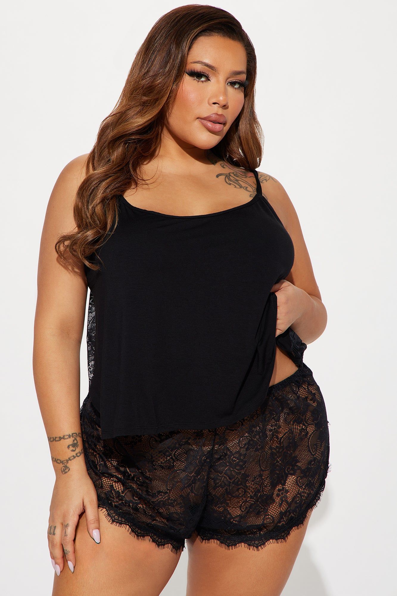 Thinking Of You Lace PJ Short Set - Black sold by Fashion Nova product image thumbnail 3