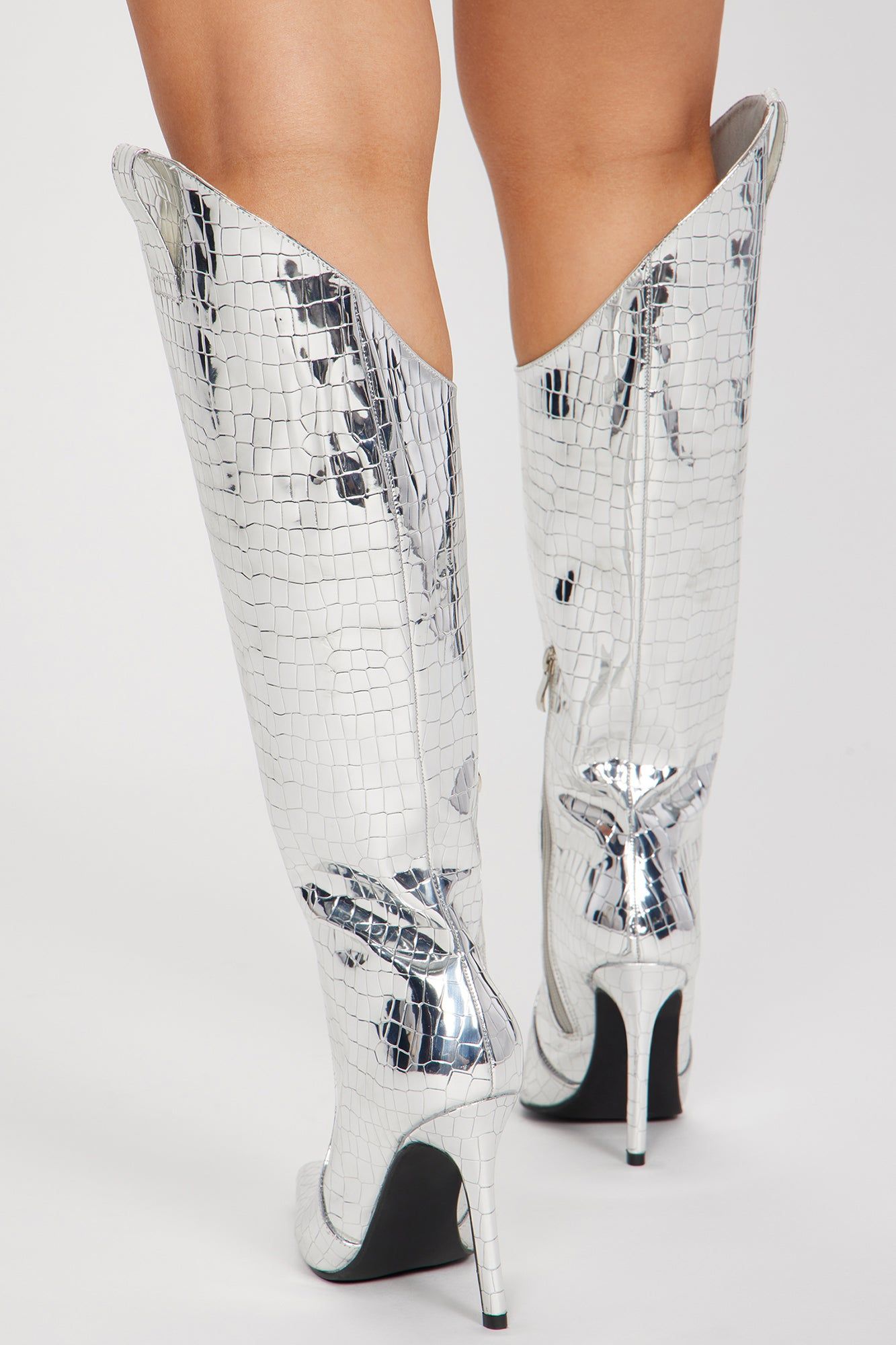 Iris Knee High Boots - Silver sold by Fashion Nova product image thumbnail 4