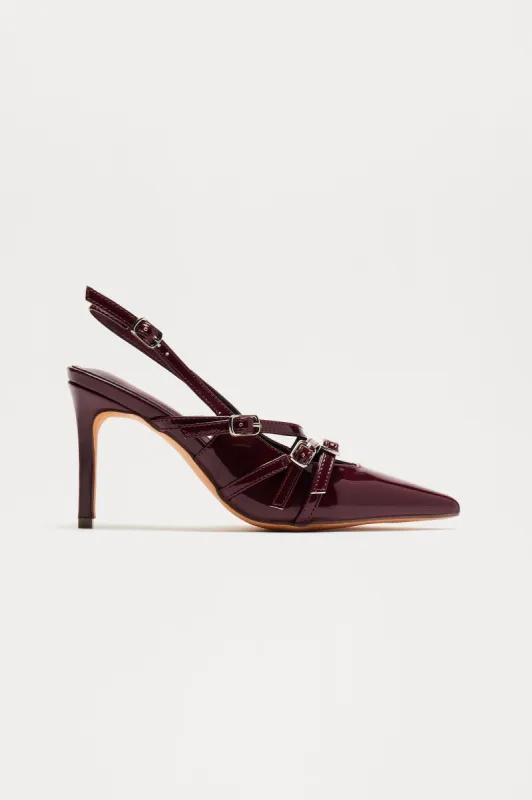 Blake Tiny Buckle Slingback Pumps - Burgundy sold by Fashion Nova