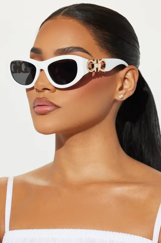 Retail Therapy Sunglasses  - White sold by Fashion Nova