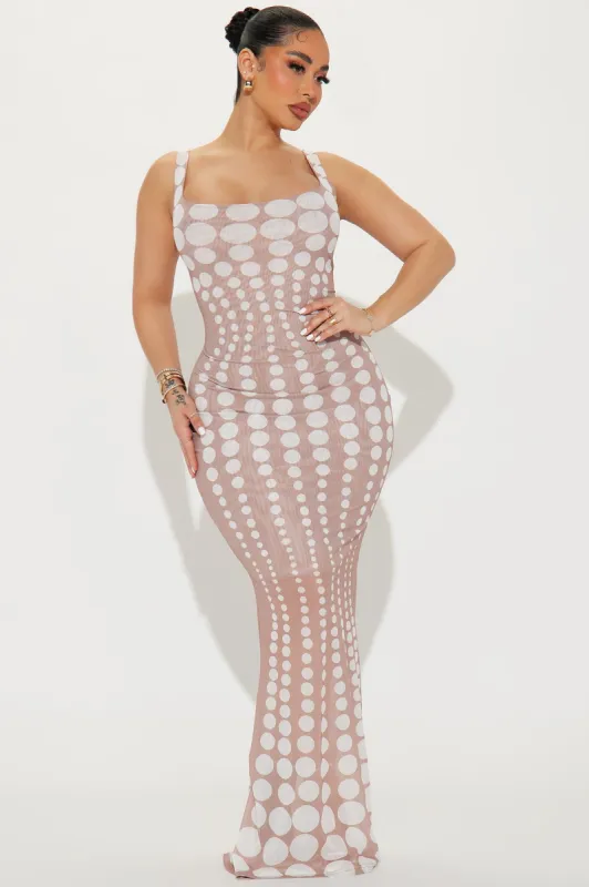 A Sight Mesh Maxi Dress - Brown sold by Fashion Nova