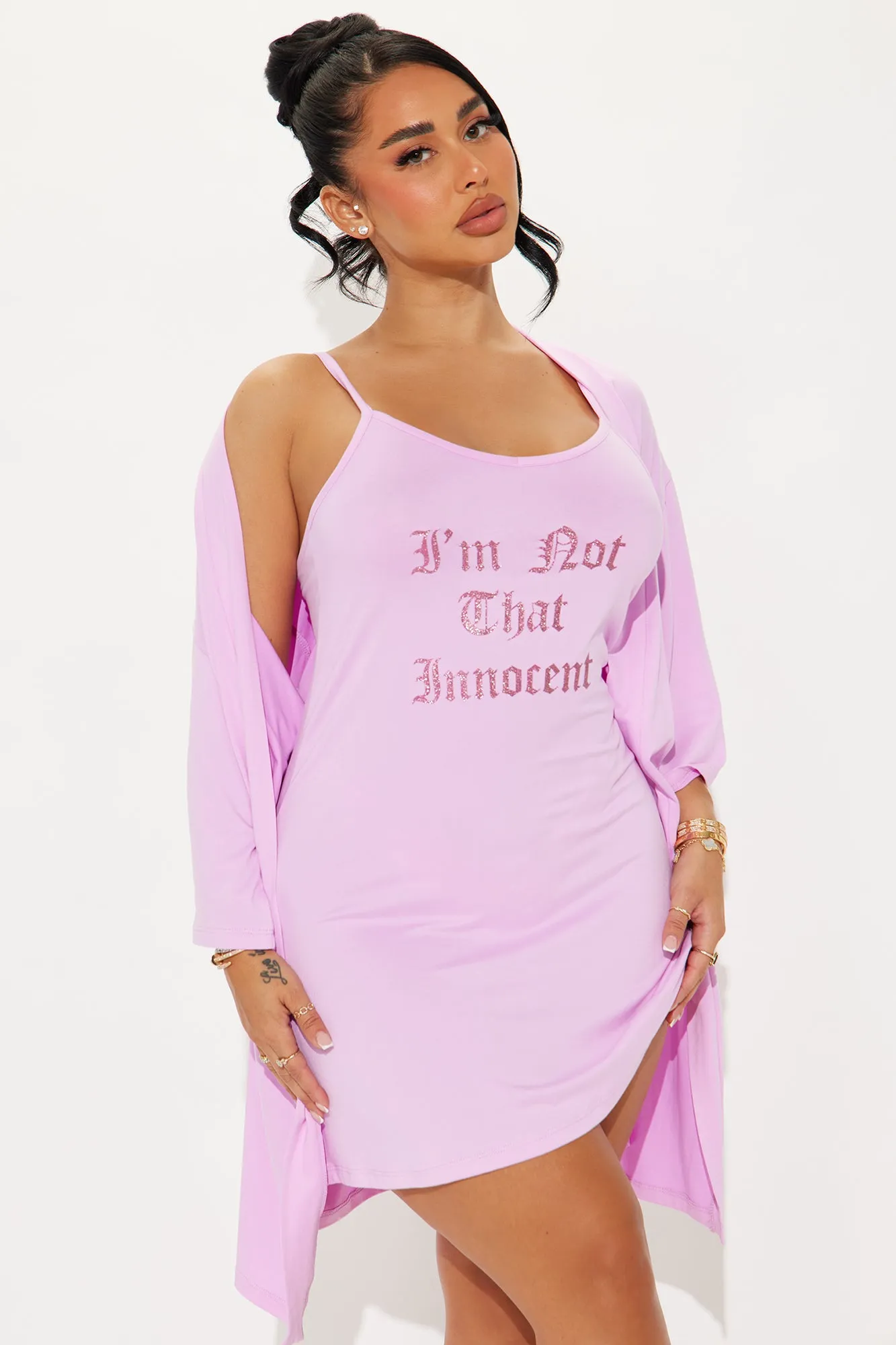 Not That Innocent PJ Robe Set - Pink sold by Fashion Nova
