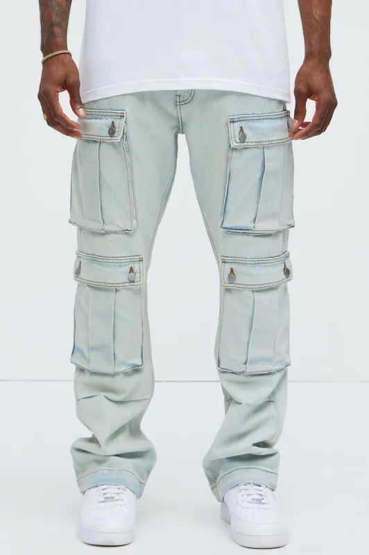 Tobias Carpenter Flare Jeans - Light Blue Wash sold by Fashion Nova