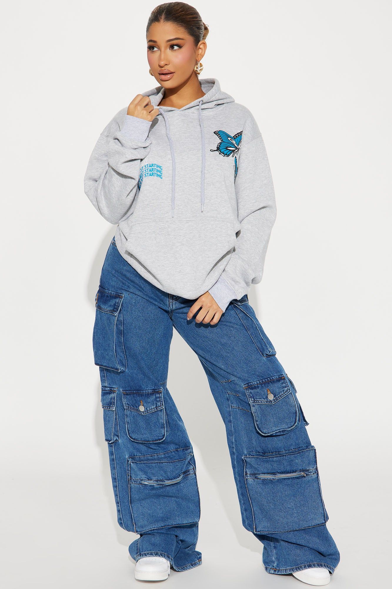 Break The Rules Butterfly Hoodie - Heather Grey sold by Fashion Nova product image thumbnail 2