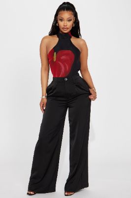 Ibiza Satin Wide Leg Pant - Black sold by Fashion Nova