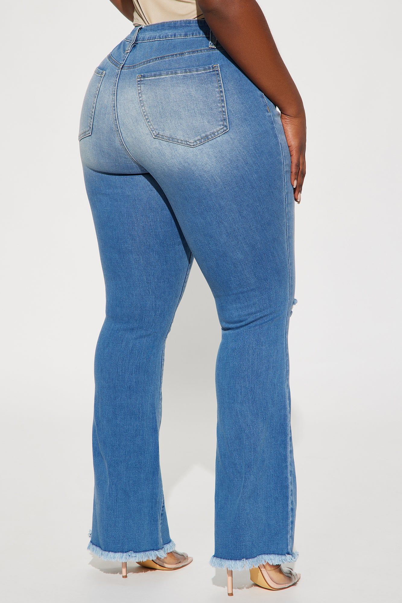 Stealing The Show Stretch Flare Jeans - Medium Wash sold by Fashion Nova product image thumbnail 4