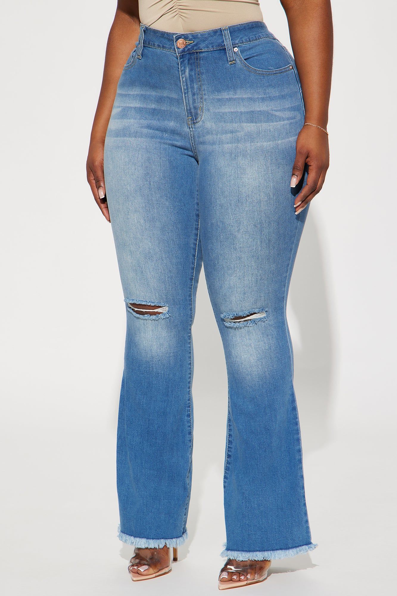 Stealing The Show Stretch Flare Jeans - Medium Wash sold by Fashion Nova product image thumbnail 2