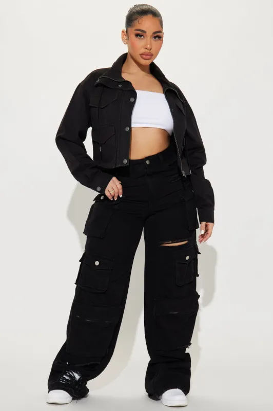 Catch A Break Utility Jacket - Black sold by Fashion Nova