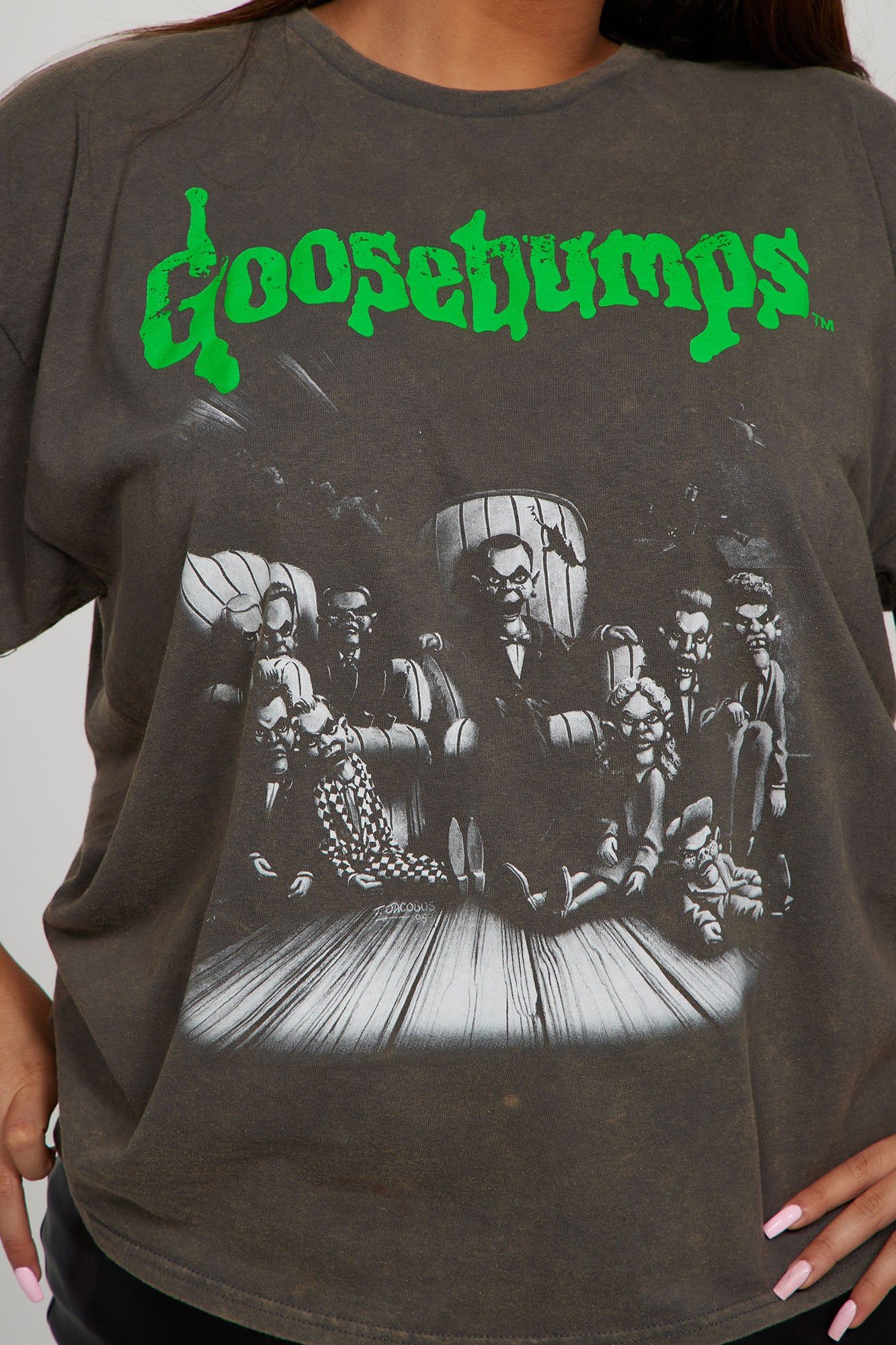 The Living Dummy Goosebumps Washed Tee - Charcoal sold by Fashion Nova product image thumbnail 6