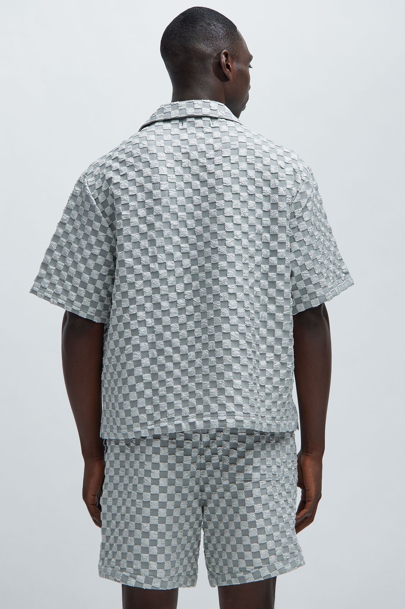 Crinkled Checkers Shirt - Grey sold by Fashion Nova product image thumbnail 4