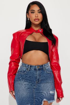 Keep The Same Energy Moto Jacket - Red sold by Fashion Nova