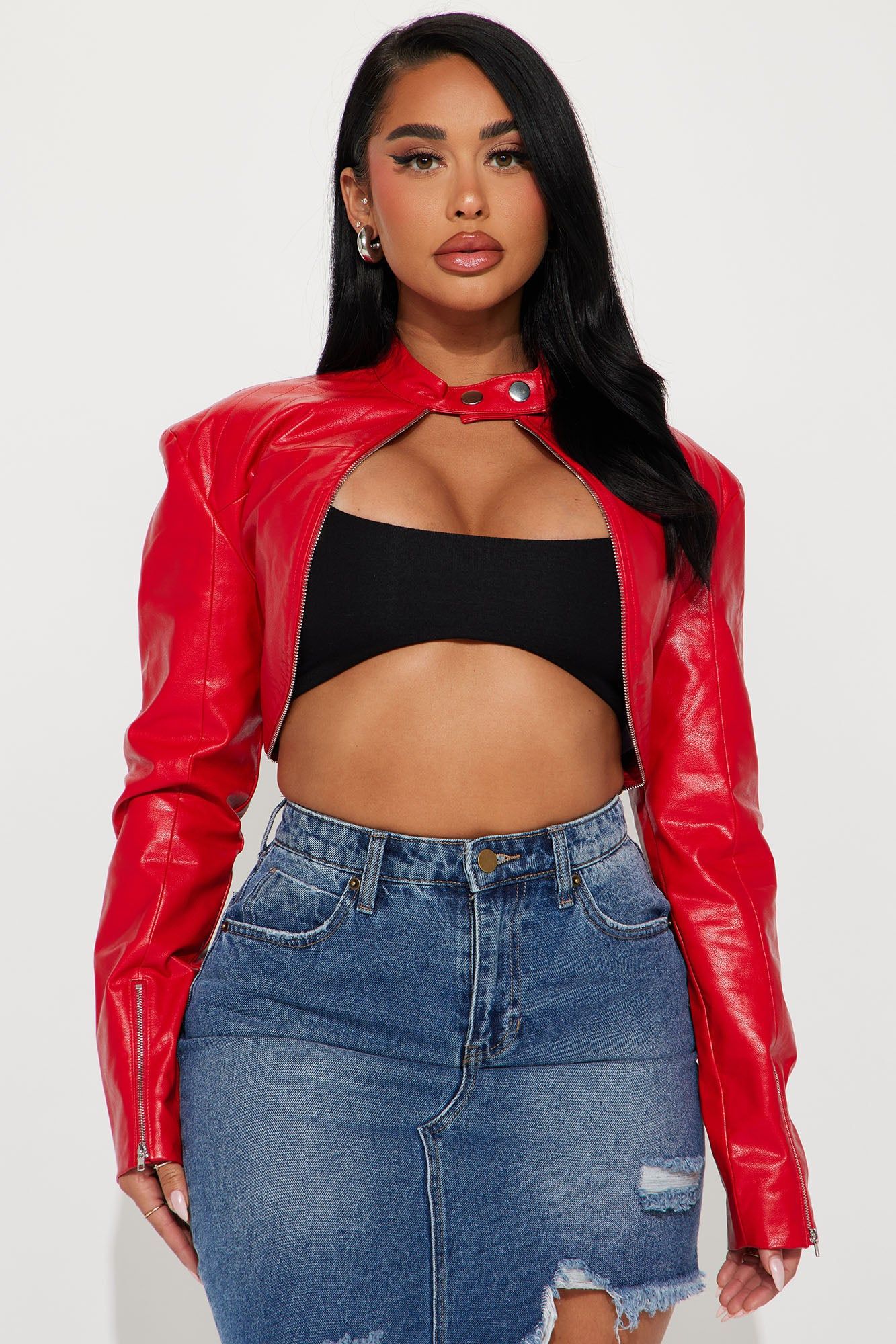 Keep The Same Energy Moto Jacket - Red sold by Fashion Nova