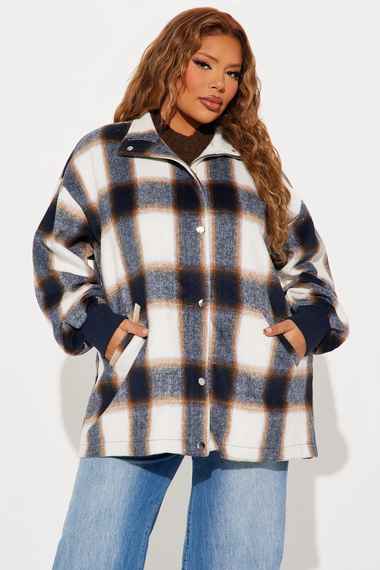 No Promises Plaid Jacket - Navy/combo sold by Fashion Nova product image thumbnail 5