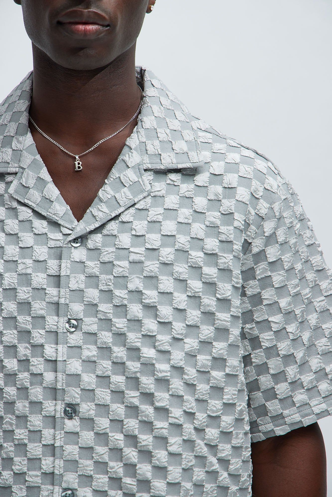 Crinkled Checkers Shirt - Grey sold by Fashion Nova product image thumbnail 3